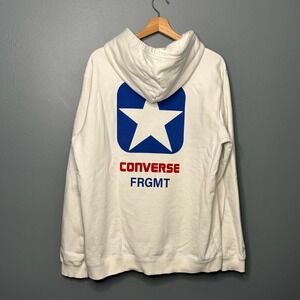 Converse FRGMT Hoodie Sweatshirt Mens Large White Fragment Graphic Pullover